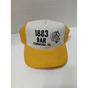 Underground saloon bar trucker hat ball cap Bar 1883 Ellinwood Kansas yellow